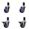 Service Caster 3.5'' Blue Poly Wheel Swivel 1-5/8'' Expanding Stem Caster Set 2 Brakes, 4PK SCC-EX20S3514-PPUB-BLUE-2-PLB-2-158 - alternate 1